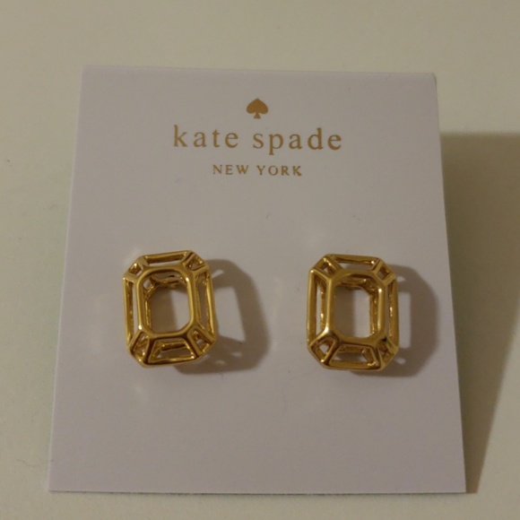 Kate Spade freeze framed gold earrings NWT - Picture 2 of 3